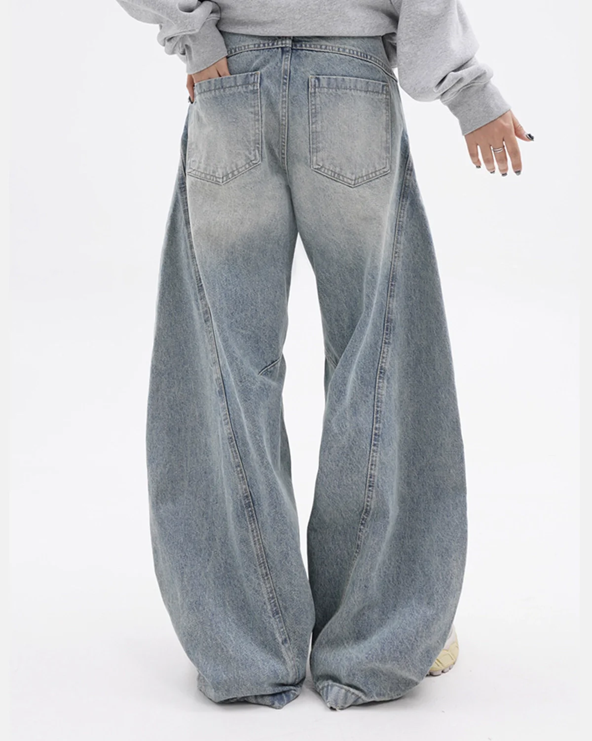 Acid Washed Distressed Barrel Jeans | Inflation Streetwear - Image 8