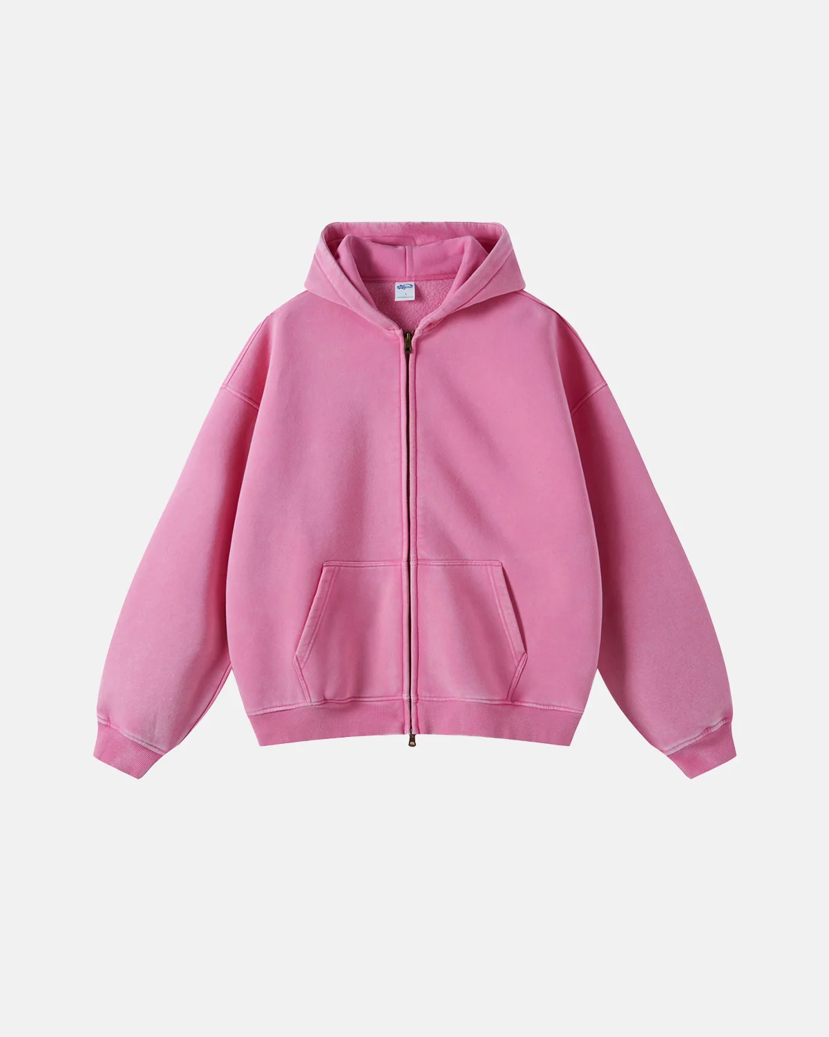 INFLATION Washed Distressed Fleece Zip Up Hoodies - Image 12