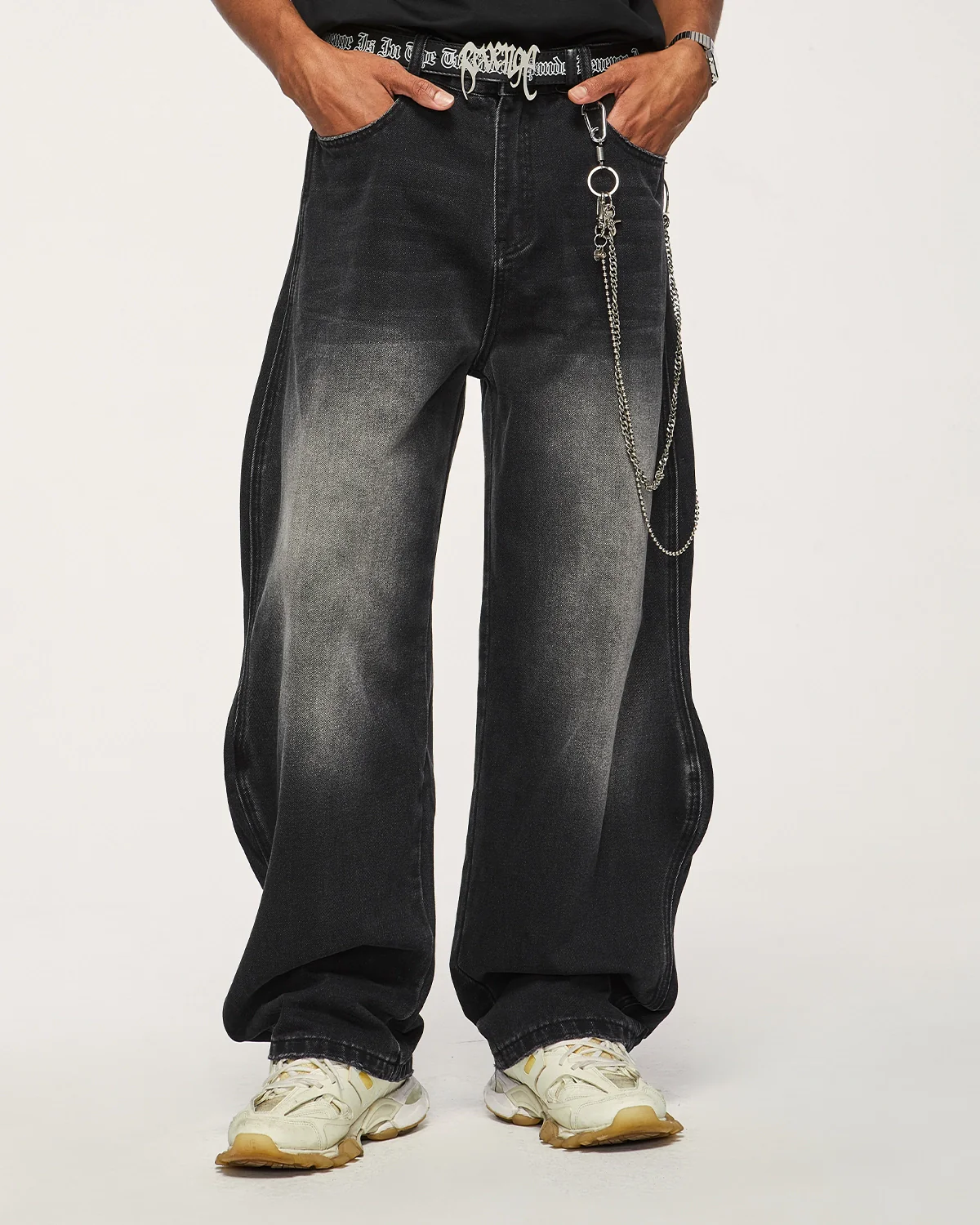 INFLATION Wave Washed Baggy Jeans - Image 6